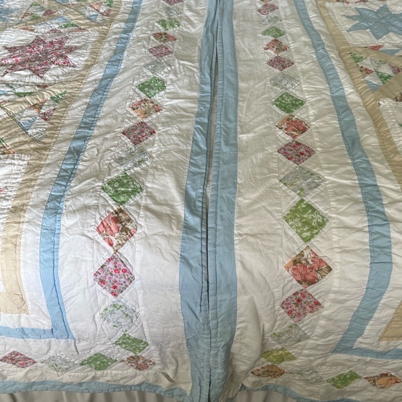 Vintage 100% Cotton Hand Stitched Stars Patchwork Quilt Full Queen 80 x 82 Arch - Picture 13 of 16